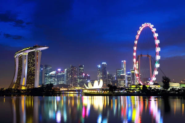 Ville Singapour Skyline Nuit — Photo