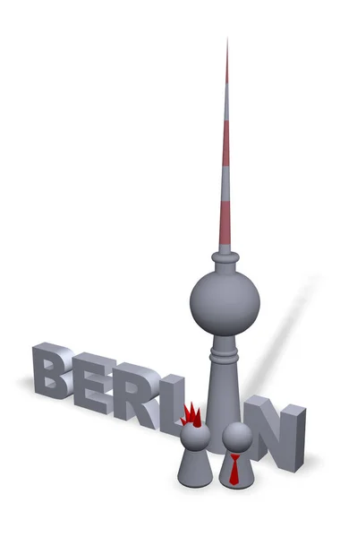 Berlin Tekst Wieża Grać Figurki Punk Biznesmen — Zdjęcie stockowe