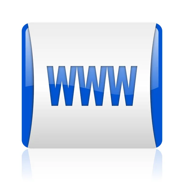 Www Blaues Quadratisches Web Hochglanz Symbol — Stockfoto