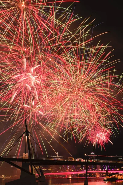 Festival Com Fogos Artifício Brisbane City Queensland Austrália — Fotografia de Stock