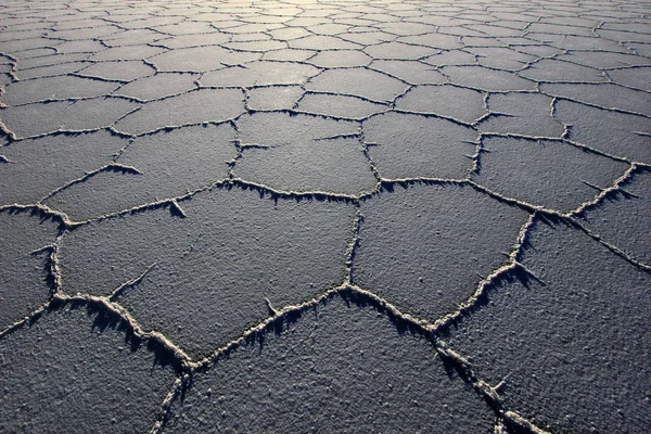 Salar Uyuni Sóstó Szerkezet Világ Legnagyobb Sós Lapos Határán Bolívia — Stock Fotó