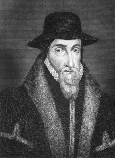 John Foxe 1517 1587 Sobre Grabado 1844 Historiador Mártir Inglés — Foto de Stock