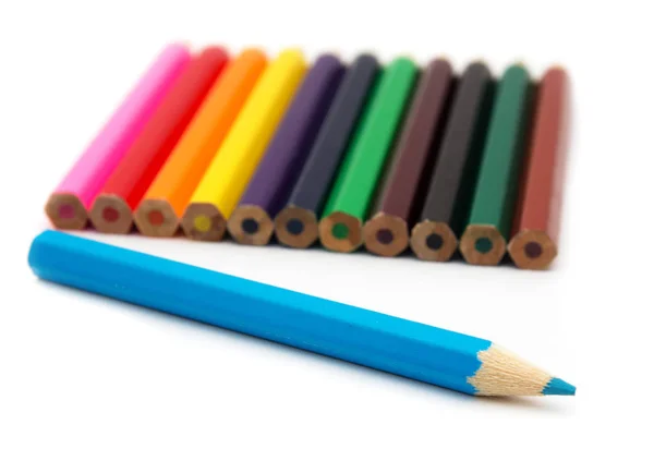 Lápices Color Aislados Sobre Fondo Blanco Cerca — Foto de Stock