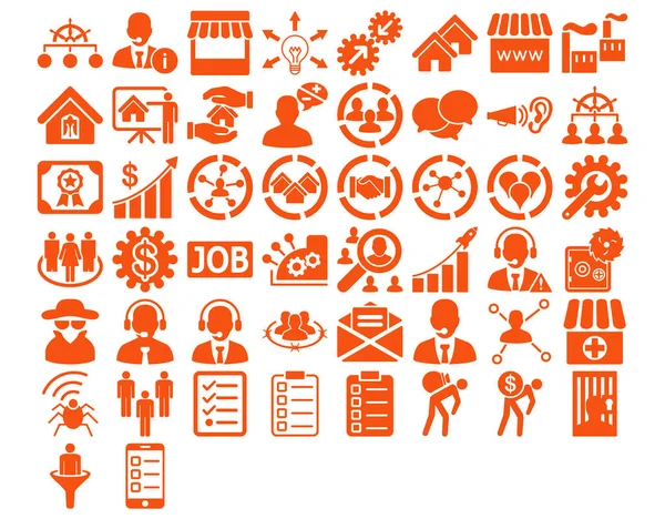 Zakelijke Icon Set Deze Platte Pictogrammen Gebruiken Oranje Kleur Glyph — Stockfoto