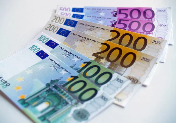 Imagem Mostra Uma Variedade Euro Paper Money — Fotografia de Stock