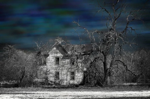 Una Vieja Casa Abandonada Ruta Condado Gloucester Virginia Blanco Negro — Foto de Stock