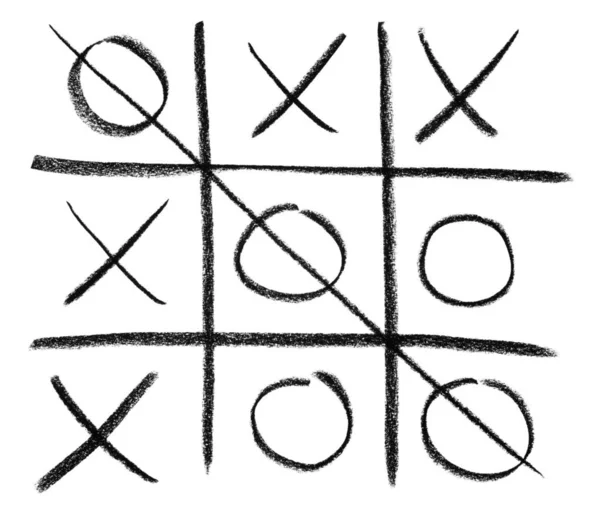 Hand Drawn Tic Tac Toe Game Isolated White — Stock Photo, Image