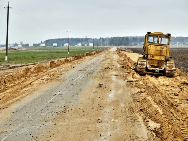 Inşa Edilmiş Yol Bir Zemin Üzerinde Bina Teknikleri — Stok fotoğraf