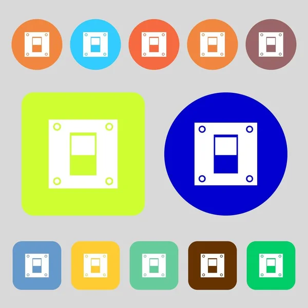 Power Switch Ícone Sign Botões Coloridos Design Plano Ilustração — Fotografia de Stock