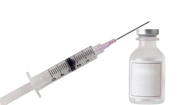 Syringe Glass Bottle Isolated White — Stock Photo, Image