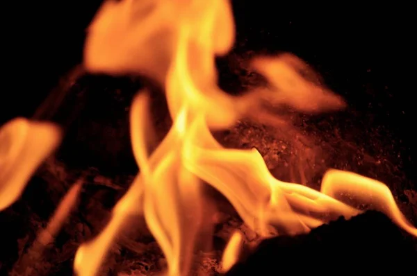 Stäng Bild Brinnande Hot Fire Flames Strukturerad Bakgrund — Stockfoto