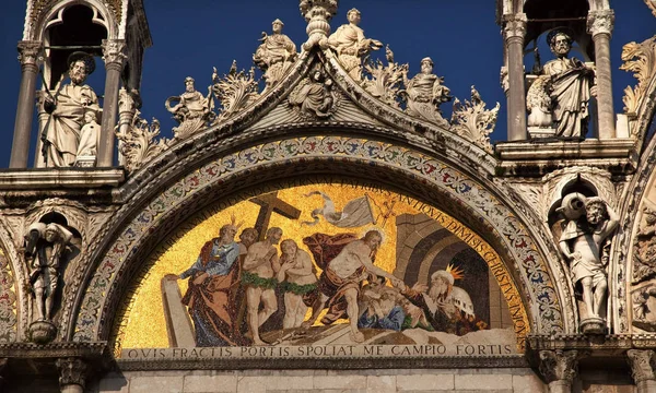 Gesù Cielo Mosaico Facciata Basilica San Marco Cattedrale Statue Della — Foto Stock
