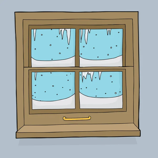 Cartoon Snow Ice Forming Window — Stock Photo, Image