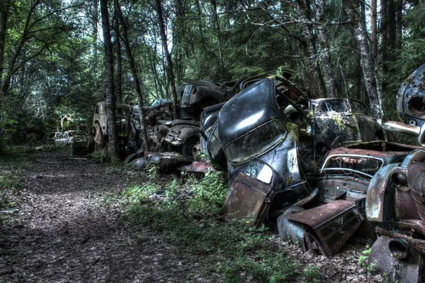 Hdr Зображення Автомобіля Деталі Автомобіля Сфотографований Старому Автокладовищі Baastnaes — стокове фото