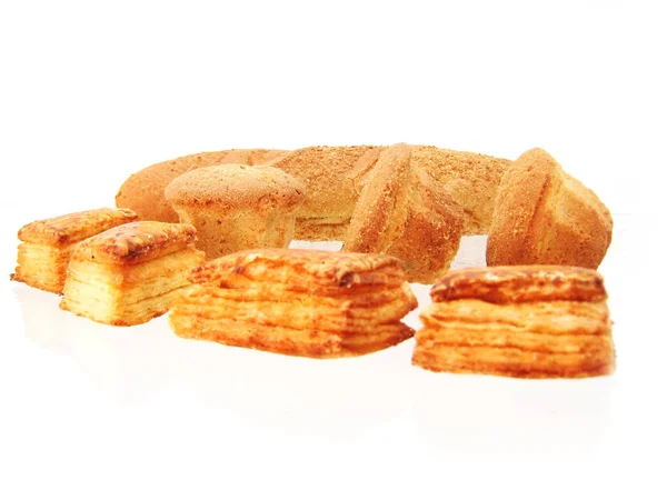 Brood Broodjes Geïsoleerd Wit — Stockfoto