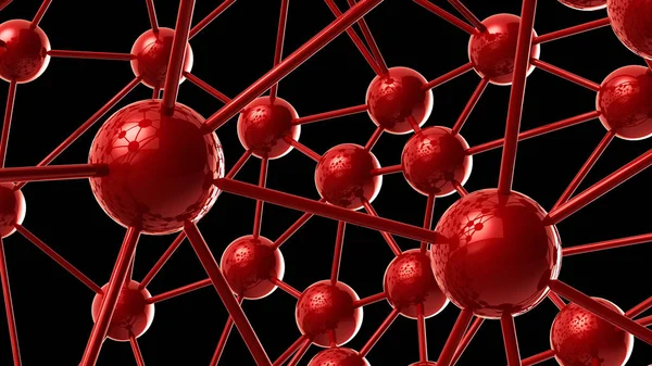 Rote Molekulare Geometrische Chaos Abstrakte Struktur Wissenschaft Technologie Netzwerk Verbindung — Stockfoto