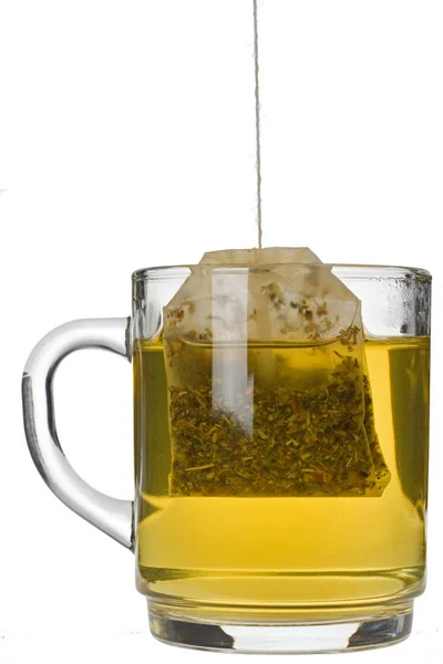 Склянка Трав Яного Чаю Ізольовано Білому — стокове фото