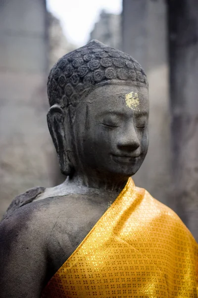 Uma Estátua Budha Templo Bayon Angkor Camboja — Fotografia de Stock