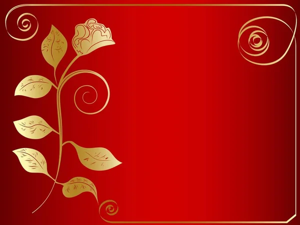 Vector Golden Rose Frame Red Background — Stock Photo, Image