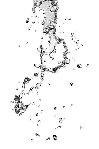 Salpicos Água Com Bolhas Isoladas Branco — Fotografia de Stock