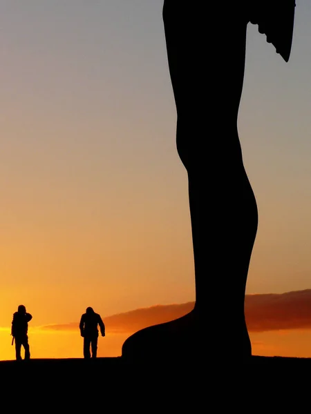 Angel North Landmark Gateshead Newcastle Sunset People — Stock Photo, Image