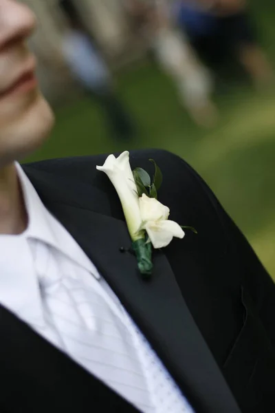 Novio Con Boutonniere Primer Plano — Foto de Stock