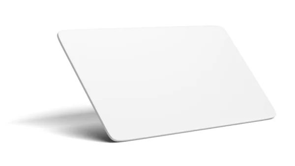 Λευκό Κενό Κάρτα Άσπρο Φόντο Κάρτα Είναι Στη Γωνία Απομονωμένες — Φωτογραφία Αρχείου