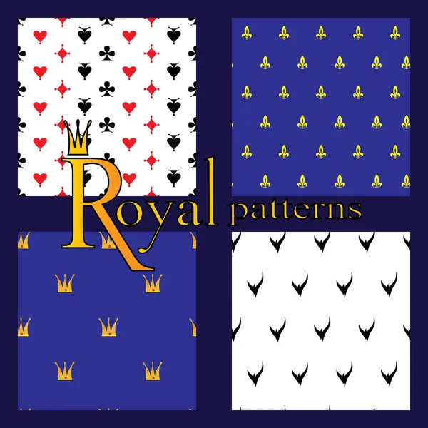 Ensemble Motifs Royaux Simples Avec Couronnes Costumes Cartes Lis Ermine — Photo