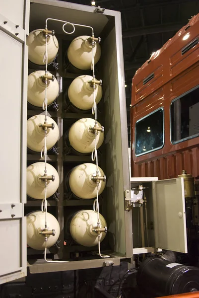 Rack Gas Containers Heavy Truck Running Lpg — Stock Photo, Image