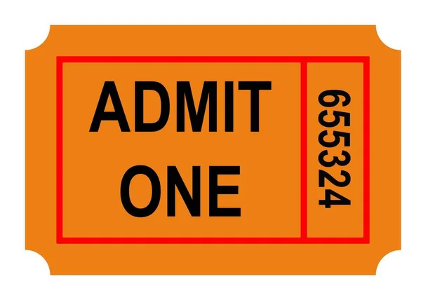 Illustration of admit one numbered ticket, isolated on white background.