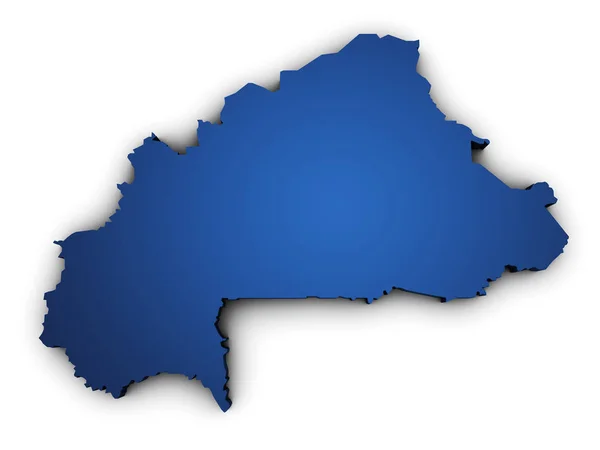 Σχήμα Χάρτη Μπουρκίνα Φάσο Χρωματισμένο Μπλε Και Απομονώνονται Λευκό Φόντο — Φωτογραφία Αρχείου