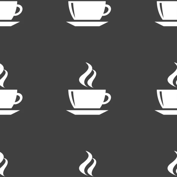 Thee Koffie Pictogram Teken Naadloos Patroon Een Grijze Achtergrond Illustratie — Stockfoto