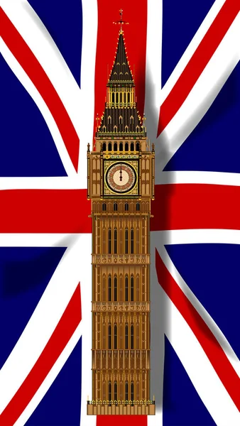 Brytyjski Flaga Unii Lub Union Jack Big Ben — Zdjęcie stockowe