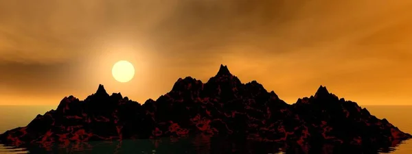 火山と空のオレンジ — ストック写真