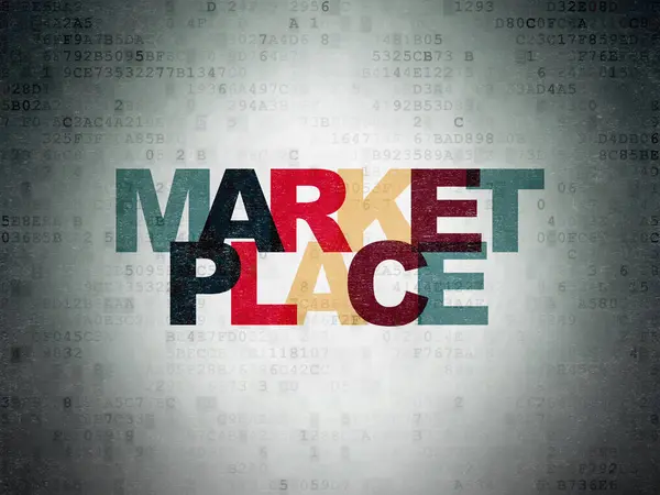 Reklamkoncept Målade Multicolor Text Marketplace Digital Data Paper Bakgrund — Stockfoto