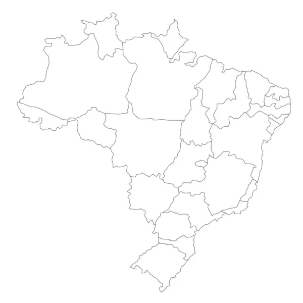 Mapa Branco Estilizado Brasil Todos Isolados Fundo Branco — Fotografia de Stock