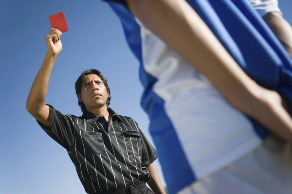 Referee Indicating Red Card Player — Stock Photo, Image