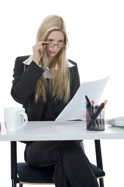 Business Woman Working Isolated Background — Stock Photo, Image