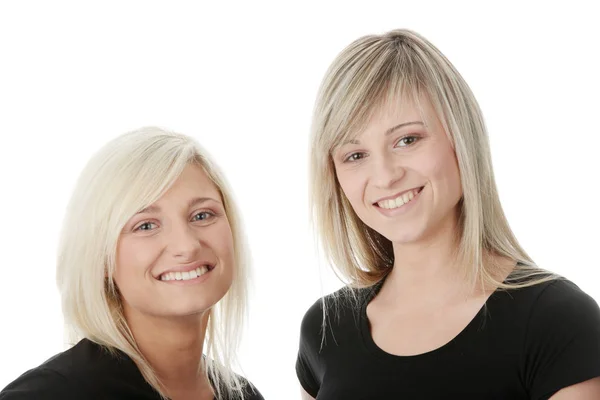 Retrato Duas Mulheres Caucasianas Casuais Estudantes Empresários — Fotografia de Stock