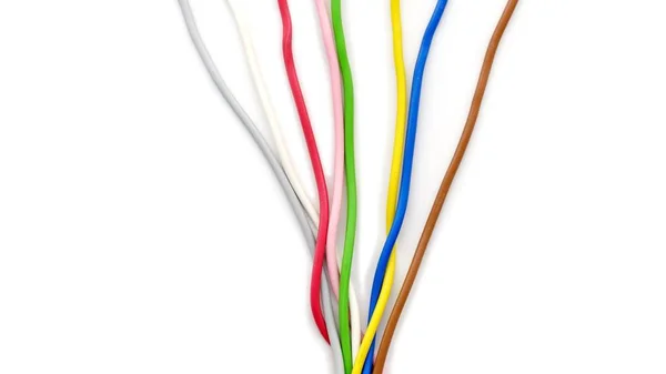 Kolorowe Przewody Elektryczne Białym Tle Stosunek — Zdjęcie stockowe