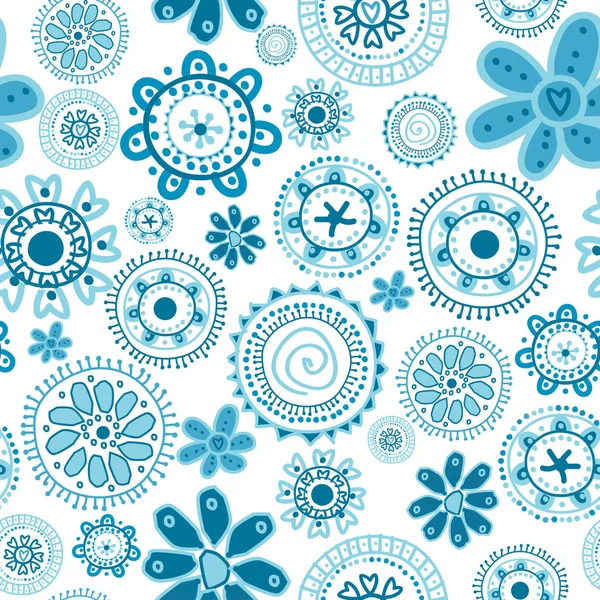 Virágos Zökkenőmentes Doodle Kék Virágok — Stock Fotó