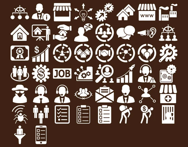 Zakelijke Icon Set Deze Vlakke Pictogrammen Gebruiken Witte Kleur Glyph — Stockfoto