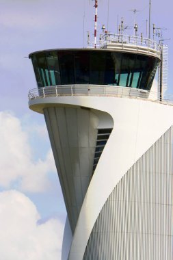 air traffic control tower in the airport of bilbao, spain clipart