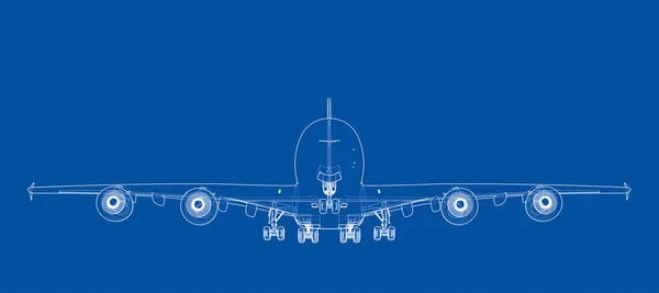 항공기입니다 그림입니다 와이어 프레임 스타일입니다 보이지 라인의 레이어 — 스톡 사진