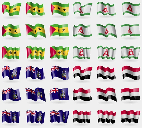 Santo Tomé Príncipe Ingushetia Georgia Sandwich Yemen Conjunto Banderas Los — Foto de Stock