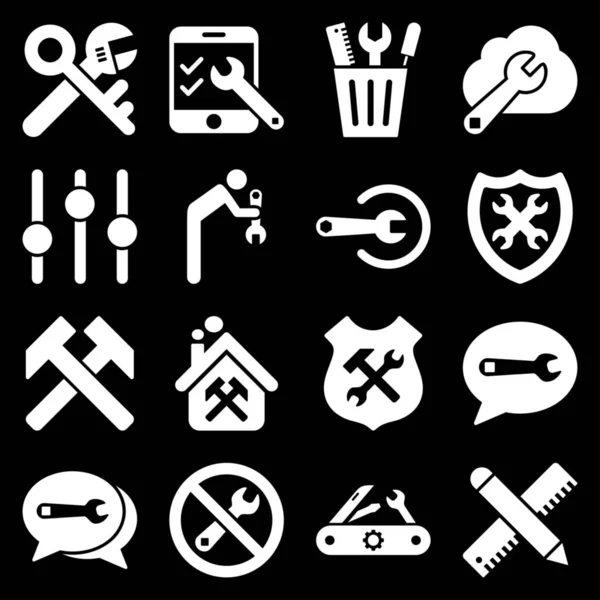 Σύνολο Εικονιδίων Επιλογών Και Εργαλείων Σέρβις Στυλ Γλύφου Επίπεδη Σύμβολα — Φωτογραφία Αρχείου