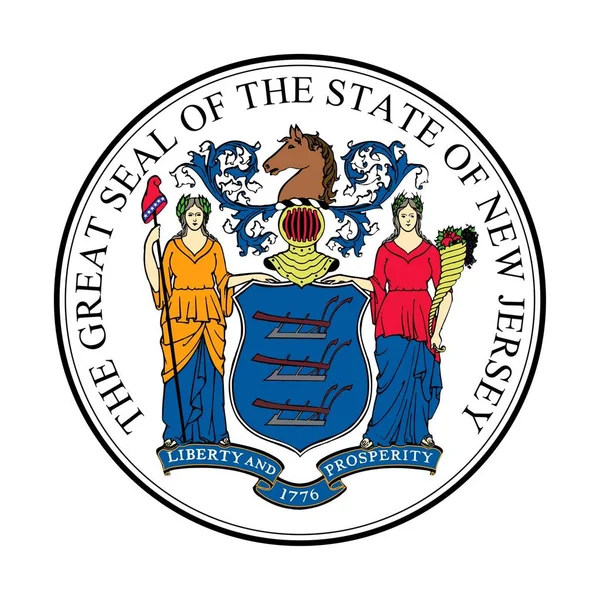 Pečeť Amerického Státu New Jersey Izolovaná Whiite Pozadí — Stock fotografie