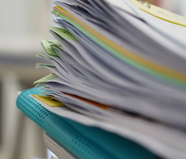 Pile Documents Blue File Desk Office — Stock Photo, Image