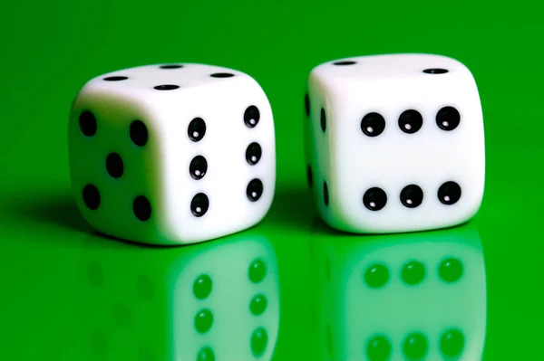 Dice Isolated Green Background — Stock Photo, Image