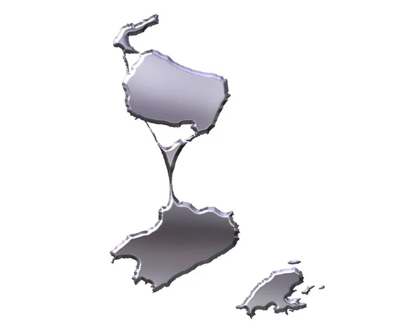 Saint Pierre Miquelon Mapa Prata Isolado Branco — Fotografia de Stock